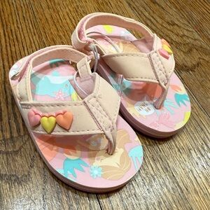 Earth Nymph Infant Pink and Orange Heart Sandals